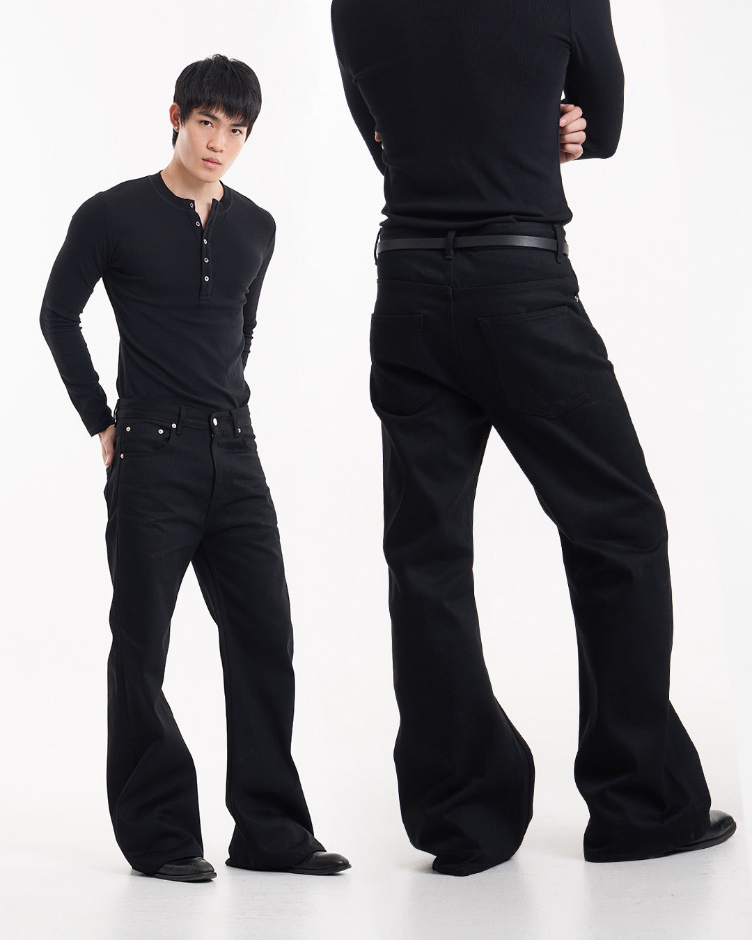 TWINGOD Raw Selvedge Bootcut Denim - Superblack